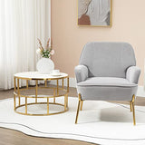 SEPNINE Fauteuil de Salon Moderne en Velours - pour Salon et Chambre à Coucher - Jusqu'à 135 kg (Gris)