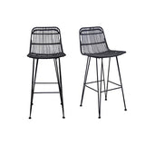 Miliboo Tabourets de Bar en rotin Noir (Lot de 2) Malacca