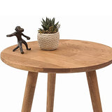 Gozos Oviedo Table Basse Gigognes, Lot de 2 | Table d'appoint Bout de Canapé Élégante en Bois de Hêtre Massif | Table Basse Idéal pour la Décoration de Style Boho | Tabouret à Fleurs | Ø 40 + 60 cm