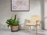 Vente-unique Fauteuil NUORO en Teck et cannage - Naturel