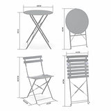 Alice's Garden - Salon de Jardin bistrot Pliable - Emilia Rond Gris Taupe - Table Ø60cm avec Deux chaises Pliantes. Acier thermolaqué