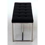 CLP Banc BARCI Similicuir Rembourrage Épais I Banquette De Cuisine Design Moderne I Siège De 2 Places Hauteur Assise 48 cm I Support en Acier Inoxydable Noir