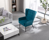 Wahson Fauteuils de Salon, Fauteuil Salon Scandinave en Velours avec Pieds Métal, Fauteuil Moderne avec Accoudoirs pour Salon/Chambre, Bleu Sarcelle