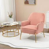 SEPNINE Fauteuil de Salon Moderne en Velours - pour Salon et Chambre à Coucher - Jusqu'à 135 kg (Rose)