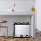 Poubelle de cuisine à pédale tri sélectif 45L (3x15L) ZOE en acier Inox avec seau