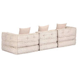 vidaXL Canap¨¦-lit modulaire ¨¤ 3 places Beige Tissu