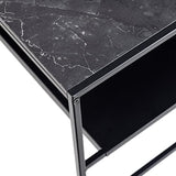 Marque Amazon - Movian Table basse avec étagère, plateau effet marbre, base en métal noir, 70 x 70 x 45 cm