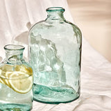 Grande Bouteille en Verre Recyclé Transparent au Design Lisse - Carafe en Verre de Style Méditerranéen Fabriquée à la Main Pour la Décoration de la Maison et du Jardin