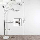 hofstein Lampadaire Nikkala, lampe sur pied en métal chromé avec effet de lumière, 5 x E14, lampe sur pied avec socle en marbre, sans ampoules