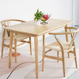 Tomile Wishbone Chaise en Y - En bois massif - Avec rotin - 2 chaises pour cuisine, salle à manger - Bois de frêne naturel