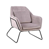 Zons KATEL Fauteuil en Velours ET MÉTAL Noir + Coussin, Beige, 72x79xH81 cm