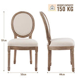 VONLUCE 2 Chaises Médaillon de Salle à Manger, Chaises Rembourrées en Tissu Lot de 2 avec Dossier Rond et Pieds, Chaises de Style Vintage pour Salon Chambre à Coucher