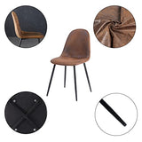 MEUBLE COSY Lot de 4 chaises de salle à manger Scandinave Fauteuil Salon Cuisine Pied Métal Noir Rétro Vintage en suédine Marron