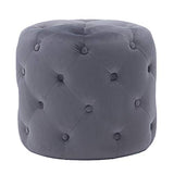 LHQ-puffs Tabouret avec Repose-Pieds rembourré et capitonné, Pouf Rond Confort en Velours, décoration de Meubles