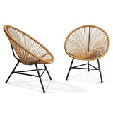 IDMarket - Salon de Jardin Izmir Table et 2 fauteuils Oeuf Cordage Effet rotin