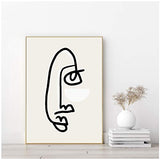 Sunglade Dessin au Trait Noir et Blanc Visage Abstrait Dessin au Trait Imprime Affiche Nordique décoration Photo Boho Wall Art Decor   19,6"x 27,5" (50x70cm) sans Cadre