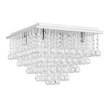 Plafonnier Lampe de Plafond Aluminium Cristal Artistique Chrome et Blanc 38 x 38 cm