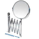 Tatkraft Aurora - Miroir Mural Télescopique Salle de Bain - Miroir Rond Pivotant Double Face Décrochable - Miroir Grossissant Pliable - Bras Extensible et Rétractable Jusqu’à 60 cm - Diamètre: 17 cm