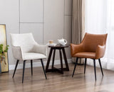 Wahson Fauteuil Salon Chaise en PU Cuir Chaise Salle à Manger avec Pieds en Métal Chaise pour Salon/Chambre/Bureau (Marron)