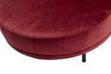 Hübsch Hocker Rond - rood/zwart - fluweel/metaal - Ø 70 cm H 33 cm