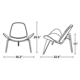 Lounge Nordic Creative Simple Designer Simple Canapé Chair Smile Airplane Shell Chaise Salle à Manger Chaises,Black Walnut Wood,Standard