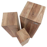 WOMO-DESIGN Tables Gigognes Set 3 Colonnes Décoratives Bois Massif Acacia 65/75/85cm -Support de Fleurs Table Basse Table d'Appoint pour Décoration de Maison -Colonnes Piédestaux Mobilier Salon