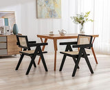 Wahson Chaise de Salle à Manger en Cannage Chaise de Cuisine en Bois Rotin Chaise Vintage Chaise Loisirs Confortable pour Salon/Cuisine, Noir