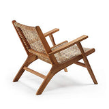 Kave Home - Fauteuil Grignoon avec accoudoirs en rotin et Structure en Bois Massif d'acacia pour Usage intérieur et extérieur