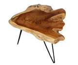 Table basse design Brillibrum en teck massif Table pliante sur un châssis en métal Table de salon en bois de teck unique