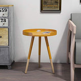 Lucky star Table End en Bois Massif avec Chargeur et Plateau for Petites Table Ronde Canapé Table d'appoint Table de Chevet Table Mini-Coin Table Salon Moderne Snack Table Basse (Couleur : Jaune)