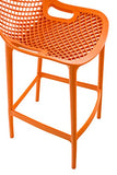 CLP Lot De 2 Tabourets de Bar Air en Plastique I Chaise Haute Intérieur Extérieur avec Dossier Et Repos-Pieds, Couleur:Orange