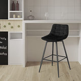 WOLTU BH143sz-2 Lot de 2 Tabouret de Bar Design Chaise Haute pour Bar Bistro siège en Velours avec Repose-Pieds Cadre en métal,Noir