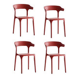 Bureau en Plastique Chaise Klaxon avec Dossier Dining Chair Hôtel Négociation Chaise D'extérieur Chaise De Loisirs, Stable Et Durable 4 Pack,Rouge
