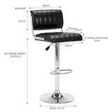 IntimaTe WM Heart Lot de 2 Tabourets de Bar Réglable Socle et Repose-Pieds Chromés Noir