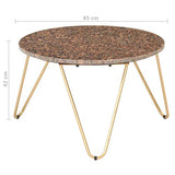 HINSD Table basse marron 65 x 65 x 42 cm en pierre véritable avec texture marbre