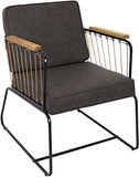 HOME DECO FACTORY HD7163 Fauteuil Assise Siege Salon Pieds, Métal, Marron-Noir-Bois, 63x79x73cm