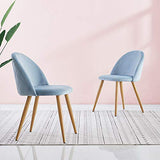 OFCASA 4 x Moderne Chaises de Salle à Manger Velours Bleu Clair Tissu Chaise de Cuisine Rembourrée avec Pieds en Métal Chaises de Salon Meubles