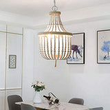 Pendentif en perle de bois - Lustre vintage - Lustre en bois avec 2 culots E14.