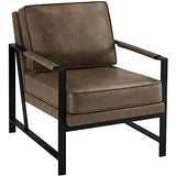 Yaheetech Fauteuil de Salon Confortable Cadre Métal Fauteuil de Chaise pour Salon Chambre Salle de Séjour Bureau Intérieur