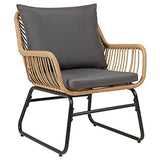 IDIMEX Chaise de Salle à Manger Albedo Imitation rotin, Fauteuil d'intérieur ou d'extérieur pour Jardin en polyrattan résistant aux UV et Acier Anti-Rouille laqué Noir, avec 2 Coussins Gris