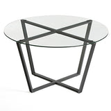 Mango Steam Table Basse Rond en Verre, Dessus Clair et Base Noire