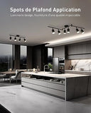 Bojim Plafonnier 6 Spots Orientable, Luminaire Plafonnier LED Pivotants, Moderne Spots de Plafond Noir Mat Plafonnier Spot GU10 pour Cuisine Couloir Salon Chambre Coucher, Sans Ampoule