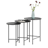 [en.casa] Set de 3 Tables Basses Ensemble de 3 Tables Gigognes Table de Salon Table de Rangement Desserte Métal Noir Tailles Différentes