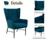 Wahson Fauteuils de Salon, Fauteuil Salon Scandinave en Velours avec Pieds Métal, Fauteuil Moderne avec Accoudoirs pour Salon/Chambre, Bleu Sarcelle