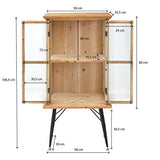 Made In Meubles Vitrine en Bois de Sapin et Verre strié 2 Portes Nicole