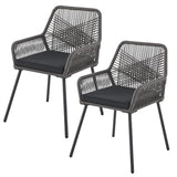 Juskys Ensemble de 2 chaises de Jardin Kastos en Corde - Chaise d'extérieur avec accoudoir et Coussin - Chaise de Jardin supportant 150 kg - Jardin, Balcon - chaises Grises