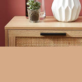 Table de Chevet avec cannage Naturel - 1 tiroirs - Décor Imitation Bois - L 40 x P 29,5 x H 50cm - Amana