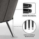 MCombo 4779 Fauteuil de détente moderne avec coussin taille pour salon, rétro vintage et rétro, lecture, rembourré, gris foncé, sans tabouret), Dunkelgrau, ohne Hocker, (6151-4779)