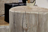 MASSIVMOEBEL24.DE Tabouret Naturel Ø35cm - Tronc d'acacia laqué (Blanc) - UNIKA