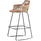 Tabouret en métal Tabouret Tabouret à la Main Chaise à Barres de rotin pour Le Petit-déjeuner Cuisine Bistro Coffee Pub 65cm